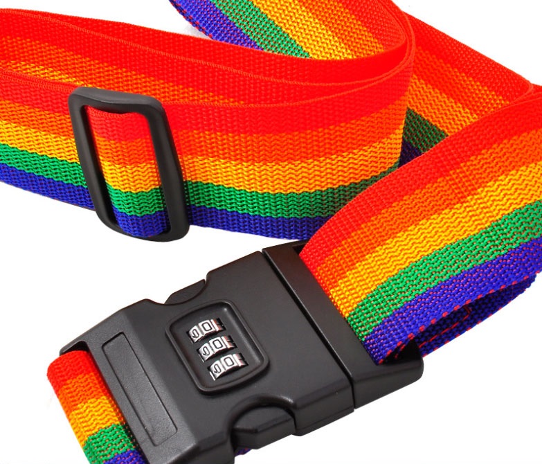 Travel Rainbow Luggage Coded Lock Suitcase Belt Stripe 